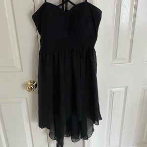 Black high/low dress with strappy back